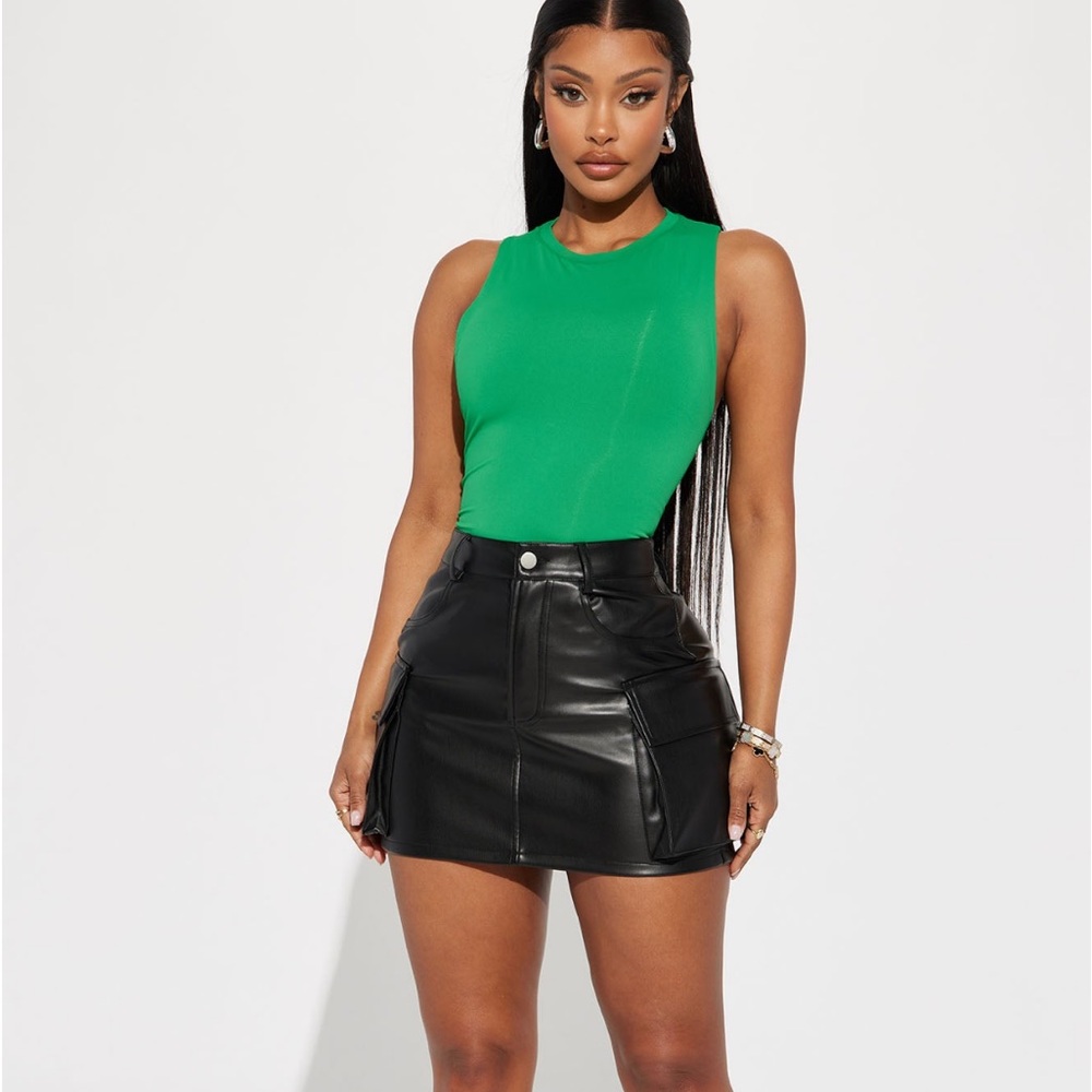*NEW** Faux leather cargo skirt